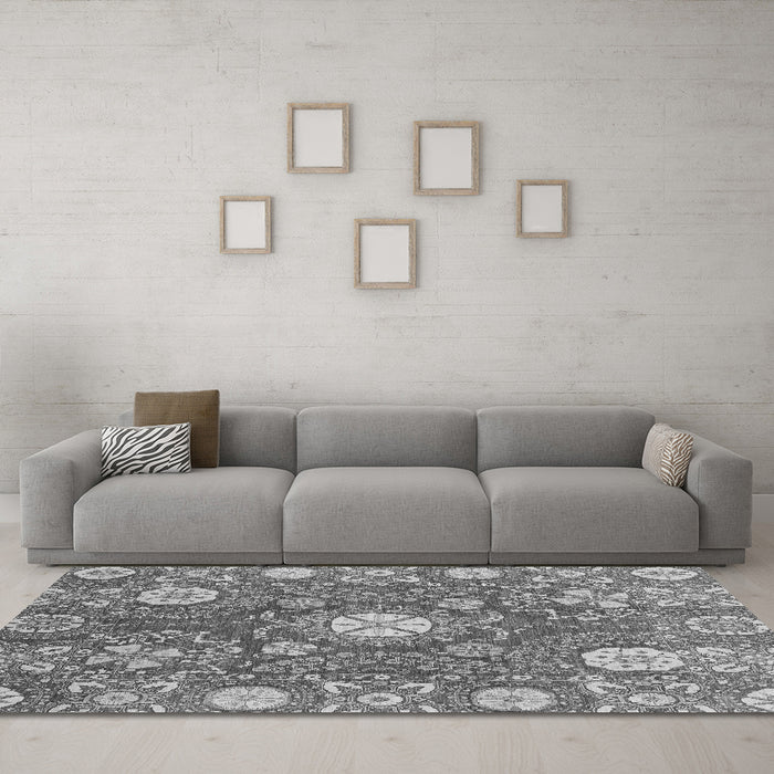Machine Washable Abstract Gray Modern Rug in a Living Room,, wshabs3808gry