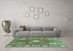 Machine Washable Abstract Turquoise Modern Area Rugs in a Living Room,, wshabs3808turq