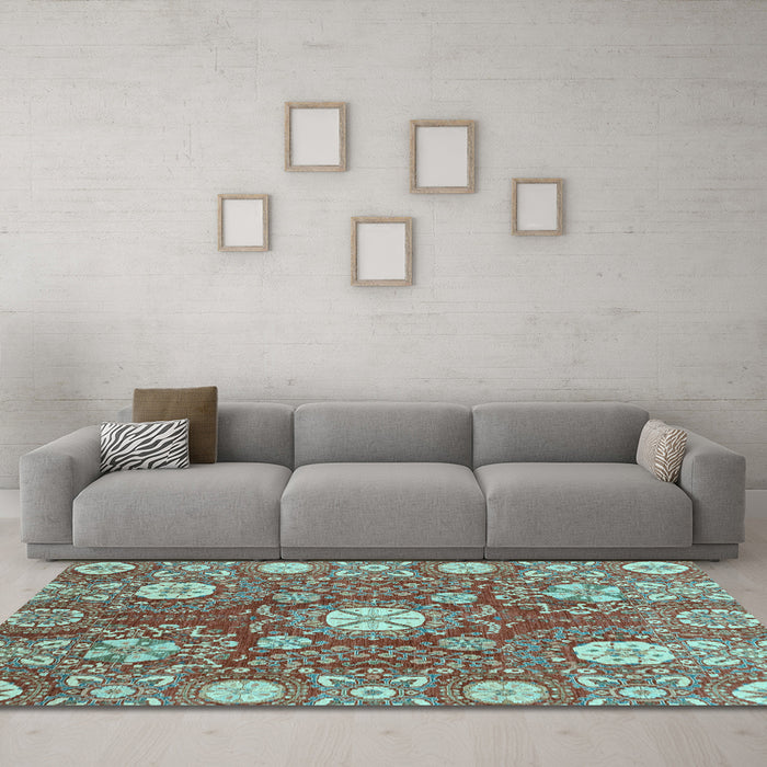 Machine Washable Abstract Light Blue Modern Rug in a Living Room, wshabs3808lblu