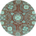 Round Abstract Light Blue Modern Rug, abs3808lblu