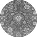 Round Machine Washable Abstract Gray Modern Rug, wshabs3808gry