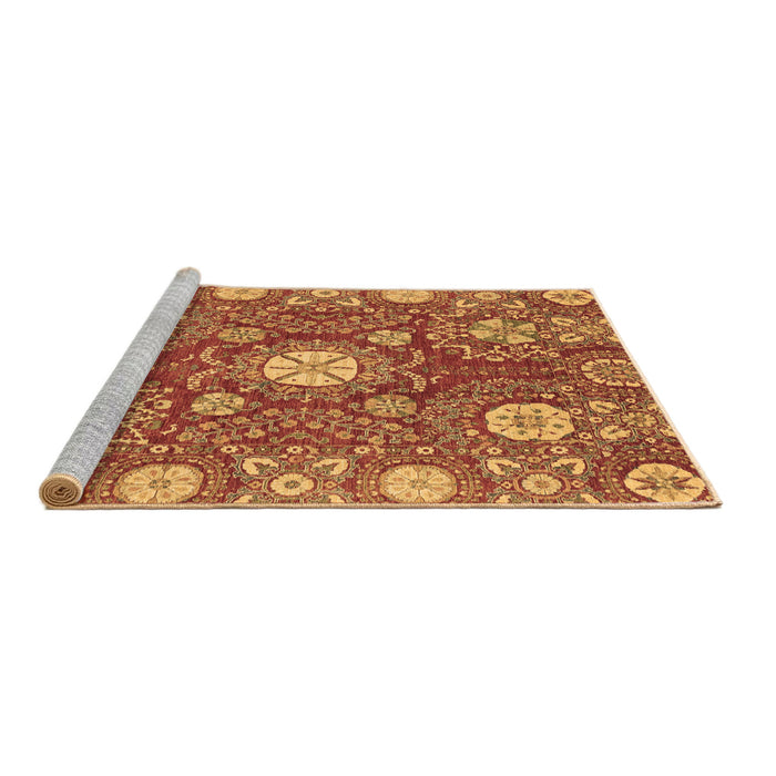 Sideview of Machine Washable Abstract Brown Modern Rug, wshabs3808brn