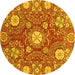 Round Abstract Yellow Modern Rug, abs3808yw