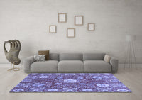 Machine Washable Abstract Blue Modern Rug, wshabs3808blu