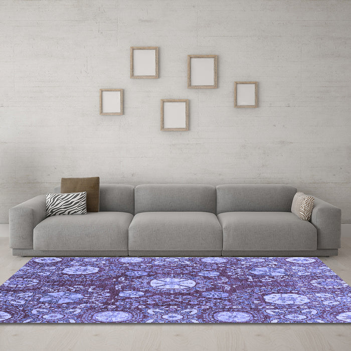 Machine Washable Abstract Blue Modern Rug in a Living Room, wshabs3808blu