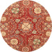 Round Machine Washable Abstract Brown Sand Brown Rug, wshabs3808