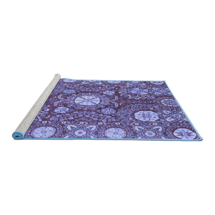 Sideview of Machine Washable Abstract Blue Modern Rug, wshabs3808blu