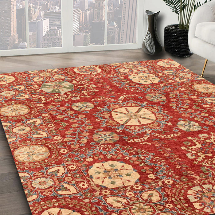 Machine Washable Abstract Brown Sand Brown Rug in a Family Room, wshabs3808