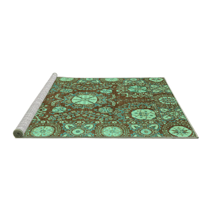 Sideview of Machine Washable Abstract Turquoise Modern Area Rugs, wshabs3808turq