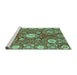 Sideview of Machine Washable Abstract Turquoise Modern Area Rugs, wshabs3808turq