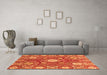 Machine Washable Abstract Orange Modern Area Rugs in a Living Room, wshabs3808org