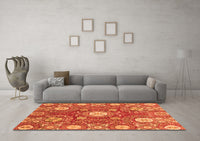 Machine Washable Abstract Orange Modern Rug, wshabs3808org