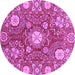 Round Machine Washable Abstract Purple Modern Area Rugs, wshabs3808pur