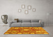 Machine Washable Abstract Yellow Modern Rug in a Living Room, wshabs3808yw