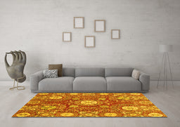 Machine Washable Abstract Yellow Modern Rug in a Living Room, wshabs3808yw