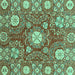 Square Machine Washable Abstract Turquoise Modern Area Rugs, wshabs3808turq