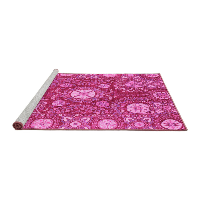 Sideview of Machine Washable Abstract Pink Modern Rug, wshabs3808pnk