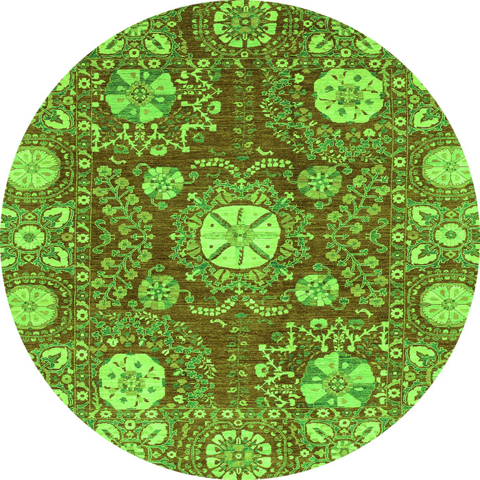 Round Abstract Green Modern Rug, abs3808grn