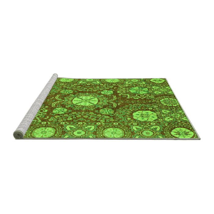 Sideview of Machine Washable Abstract Green Modern Area Rugs, wshabs3808grn