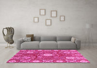 Machine Washable Abstract Pink Modern Rug, wshabs3808pnk