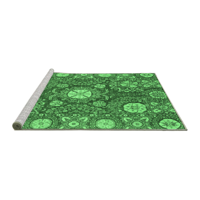 Sideview of Machine Washable Abstract Emerald Green Modern Area Rugs, wshabs3808emgrn