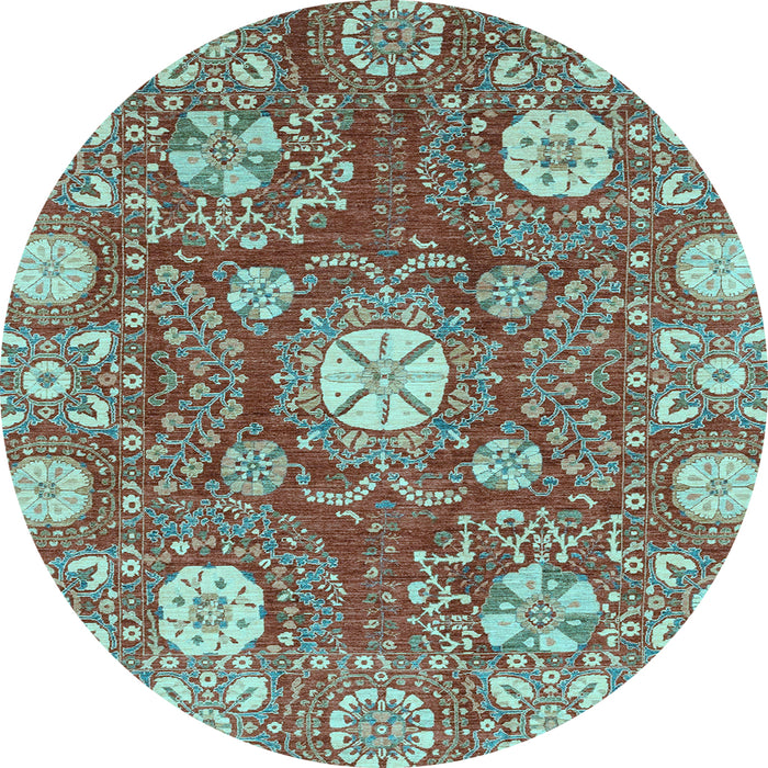 Round Machine Washable Abstract Light Blue Modern Rug, wshabs3808lblu