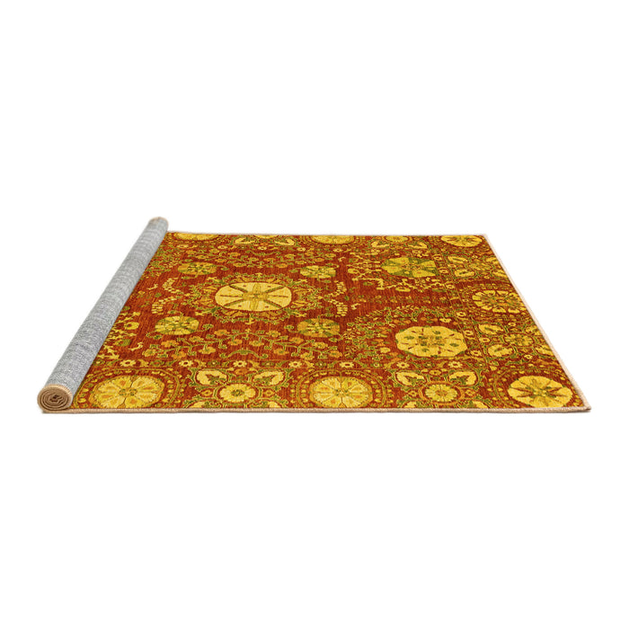 Sideview of Machine Washable Abstract Yellow Modern Rug, wshabs3808yw