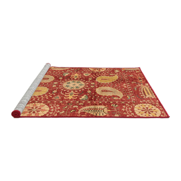 Sideview of Machine Washable Abstract Orange Rug, wshabs3809