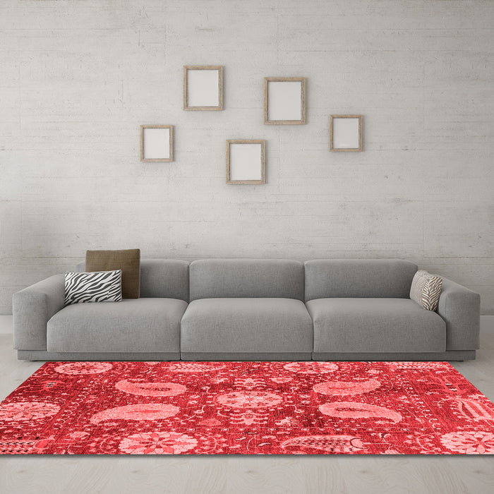 Modern Red Washable Rugs