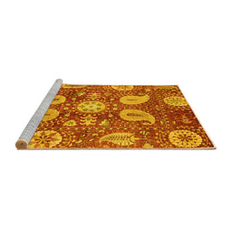 Sideview of Machine Washable Abstract Yellow Modern Rug, wshabs3809yw