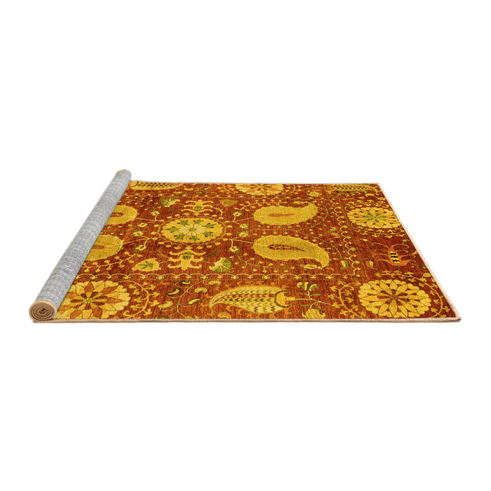 Sideview of Machine Washable Abstract Yellow Modern Rug, wshabs3809yw