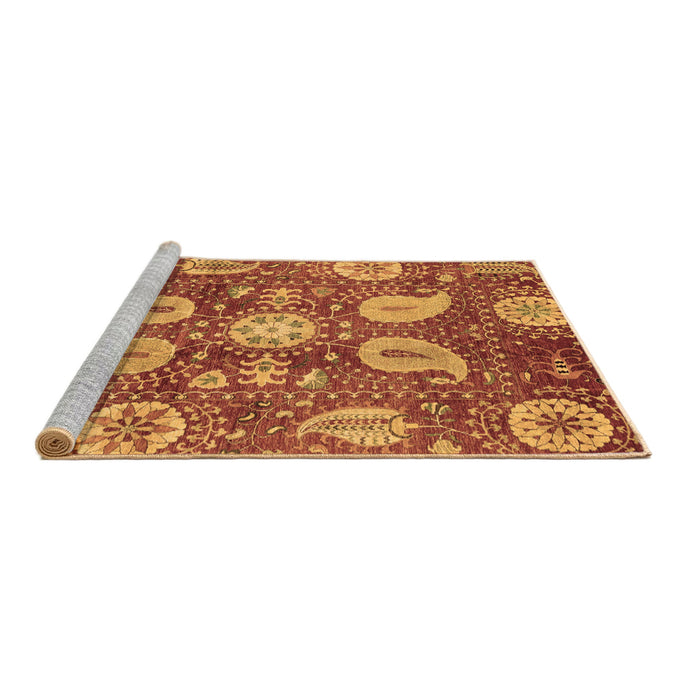 Sideview of Machine Washable Abstract Brown Modern Rug, wshabs3809brn