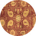 Round Machine Washable Abstract Brown Modern Rug, wshabs3809brn