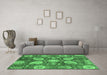 Machine Washable Abstract Emerald Green Modern Area Rugs in a Living Room,, wshabs3809emgrn