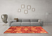 Machine Washable Abstract Orange Modern Area Rugs in a Living Room, wshabs3809org