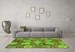 Machine Washable Abstract Green Modern Area Rugs in a Living Room,, wshabs3809grn