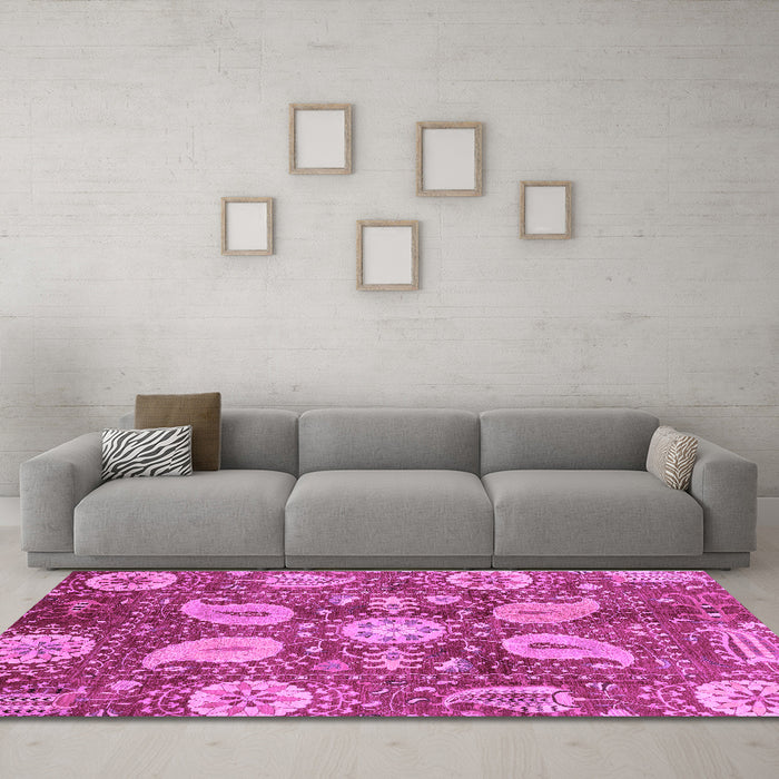 Machine Washable Abstract Purple Modern Area Rugs in a Living Room, wshabs3809pur