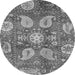 Round Machine Washable Abstract Gray Modern Rug, wshabs3809gry