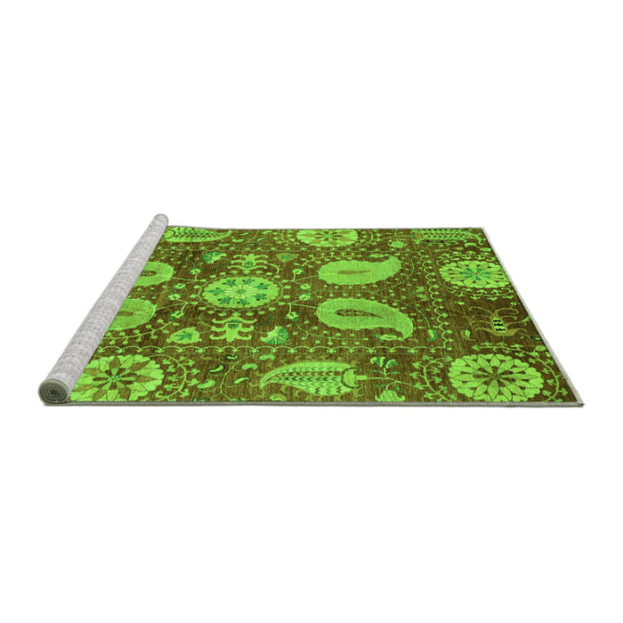 Sideview of Machine Washable Abstract Green Modern Area Rugs, wshabs3809grn