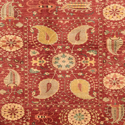 Square Machine Washable Abstract Orange Rug, wshabs3809