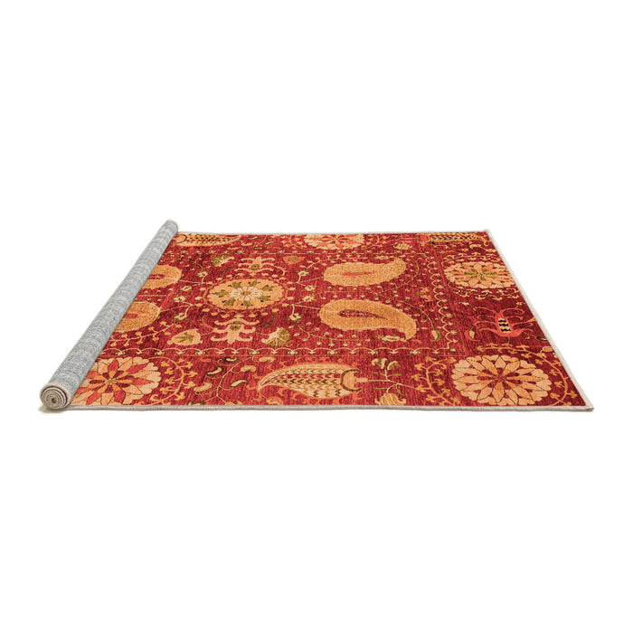 Sideview of Machine Washable Abstract Orange Modern Area Rugs, wshabs3809org