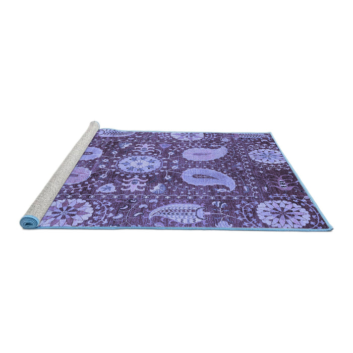 Sideview of Machine Washable Abstract Blue Modern Rug, wshabs3809blu