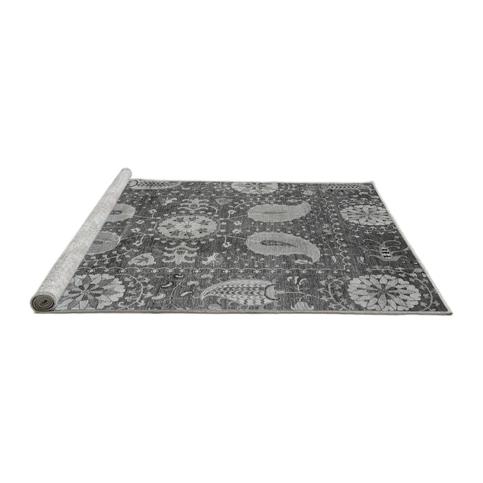 Sideview of Machine Washable Abstract Gray Modern Rug, wshabs3809gry