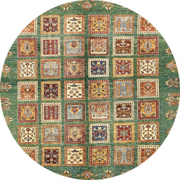 Round Abstract Reddish Brown Modern Rug, abs380