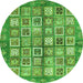 Round Machine Washable Abstract Green Modern Area Rugs, wshabs380grn