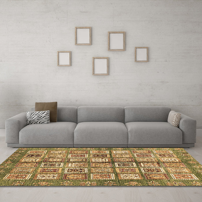 Machine Washable Abstract Brown Modern Rug in a Living Room,, wshabs380brn