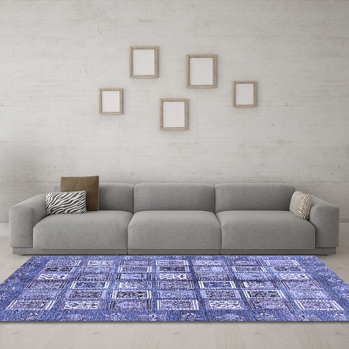Machine Washable Abstract Blue Modern Rug in a Living Room, wshabs380blu