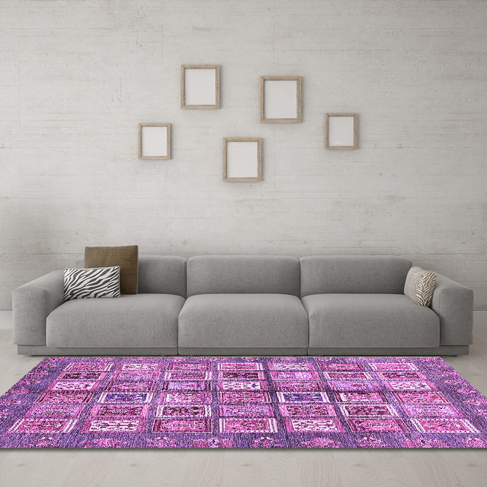 Machine Washable Abstract Purple Modern Area Rugs in a Living Room, wshabs380pur