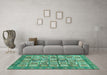 Machine Washable Abstract Turquoise Modern Area Rugs in a Living Room,, wshabs380turq