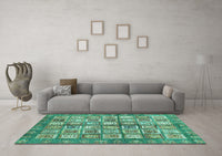 Machine Washable Abstract Turquoise Modern Rug, wshabs380turq